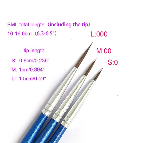 60 Pack Pointed Round Painting Brush,Hand Made Thread Drawing Brush,Detail,Nail Brushes for Detail and Miniature Drawing,Painting,Coloring by Acrylic, Oil and Watercolor (M(#00)) - size: M(#00)
