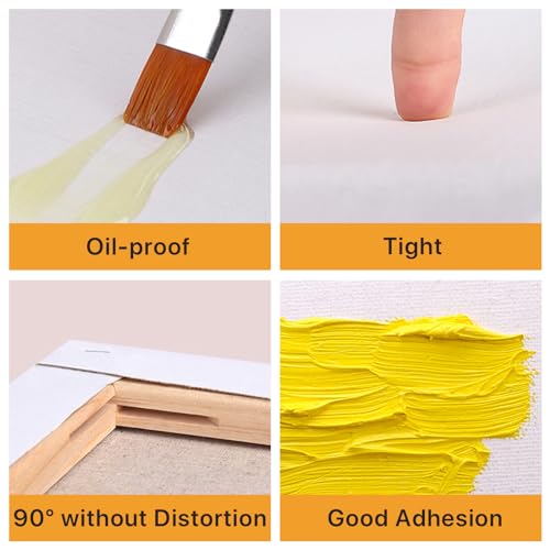 CONDA Mini Stretched Canvas for Painting, 4x4In Canvas in Bulk 12Pack 4/8In Profile Small Square Canvas, 100% Cotton Primed Blank Canvases for Acrylics, Oils Painting, School Projects and Home Decor - size: 4x4 inch