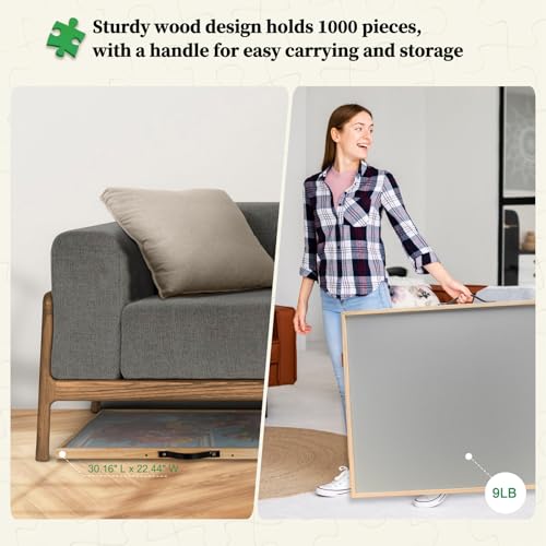 ALL4JIG 1000 Pieces 2-in-1 Tilting & Rotating Puzzle Board, 30.16" x 22.44"Adjustable Angle Puzzle Table with 4 Drawers & Clear Protective Cover, Birthday Gift for mom - size: Small-1000pcs