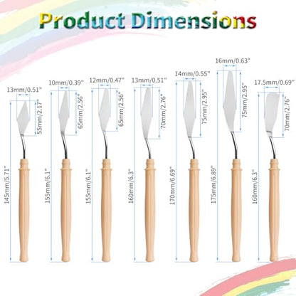 7 Pcs Palette Knife, Pointy & Flat Spatula, Plastic Handle | Stainless Steel Painting Knife Set, Oil Paint Metal Knives, Pallet Painting Knives for Oil, Acrylic and Canvas Drawing