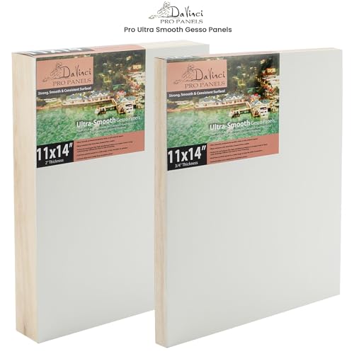 Da Vinci Pro Ultra Smooth Wood Canvas Gesso Board - 3/4" Deep, 6x6 Single White Acrylic Polymer Gesso Panels for Painting Fine Portraits and Ultra Fine Detail Illustrations and Artwork - size: 6x6"