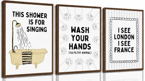 3Pcs Funny Bathroom Canvas Wall Art, Humorous Toilet Quotes Poster Print Artwork, Trendy Minimalist Bathtub Painting Picture Wall Decor for Restroom, Home Decoration, 16x24in Unframed - color: Bathroom quotes, size: 24"L x 16"W Poster