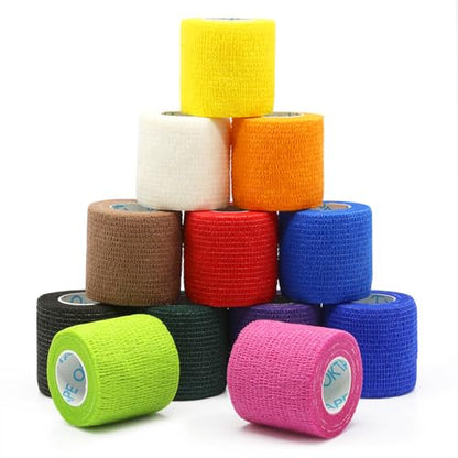 OK TAPE 12 Rolls Self Adhesive Bandage Wrap, Cohesive Elastic Athletic Tape - color: Mix Color, size: 2 Inch