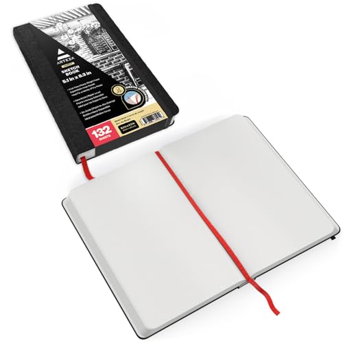 ARTEZA Hardcover Sketch Book 5.1x8.3 Drawing Pad 3 pack 100 Sheets Sketch Pads for Drawing for Adults & Teens