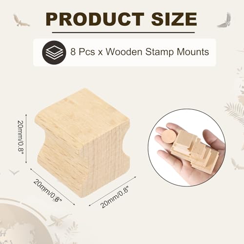 PATIKIL 20x20mm Wooden Stamp Block, 8 Pcs Blank Rubber Stamp Mounts Wooden Rubber Beech Hard Wood Blocks for Making DIY Crafting, Wood Color - size: 20x20mm