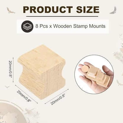 PATIKIL 20x20mm Wooden Stamp Block, 8 Pcs Blank Rubber Stamp Mounts Wooden Rubber Beech Hard Wood Blocks for Making DIY Crafting, Wood Color - size: 20x20mm