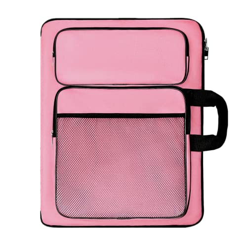 TreochtFUN Art Portfolio Kids Drawing Supply Bag 15 x 18 in -Small Art Bag | for Children Lesson - Artwork Case Storage Sketchbook,Drawing Pencil,Artist Set - color: Pink