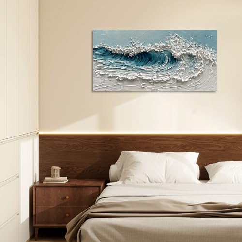 Art Hand-Painted Wave Art Oil Painting - Modern Abstract Art Large-Sized Wall Decoration 24x48 inches - color: Yi121