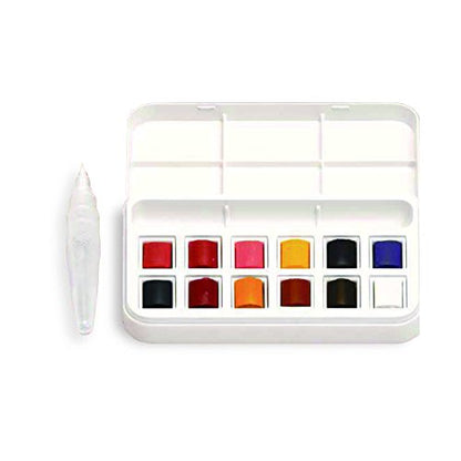 Winsor & Newton Cotman Half Pan with 12 Colors Water Brush