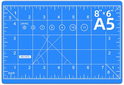 DIYSELF 8in×6in Cutting Mat, Self Healing Cutting Mat, A5 Craft Mat - color: Blue, size: 8"L x 6"W