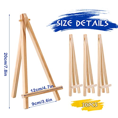 BBTO 30 Pack Wood Easels Tabletop Display Easels Art Craft Painting Easel Stand Wooden Triangle Painting Easel Arts Crafts Tripod Easels for Artist Adults Students