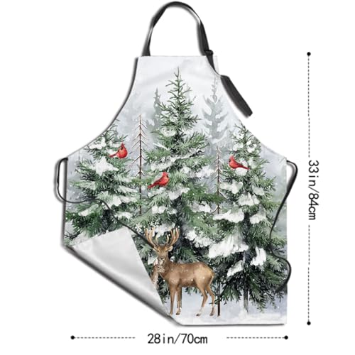 Imiss Waterproof Stain-Resistant Cooking Chef Aprons for Grill BBQ Baking 27 X 31 Inch - color: Winter Deer Forest