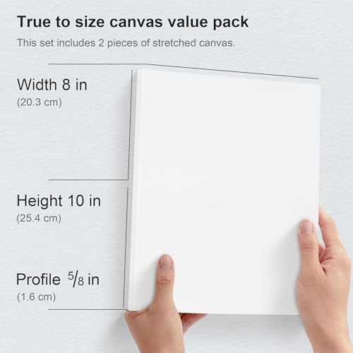 PHOENIX 8x10 Inch Pack of 2 Canvas - Stretched Canvases for Painting, 8 Oz Triple Primed 5/8 Inch Profile 100% Cotton White Blank Framed Canvas for Oil Acrylic & Pouring Art - size: 8"x10", style: Studio 2 Pack Set