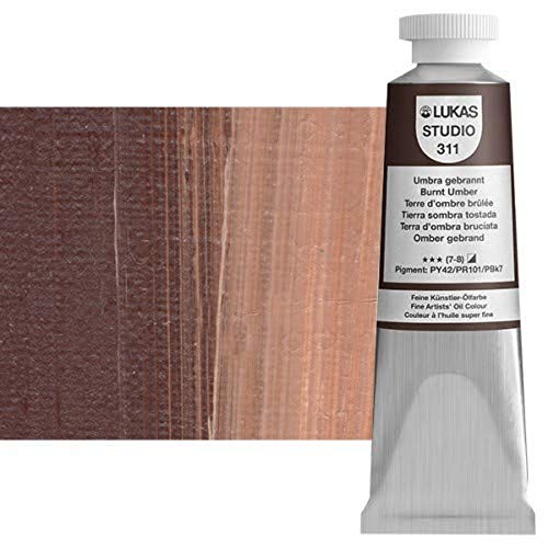 LUKAS Studio Artist Oil Color Paints - High-pigment oil paint made with natural binder for artist, painting, & more! - [Burnt Umber - 37 mL] - color: Burnt Umber, size: 1.25 Fl Oz (Pack of 1)