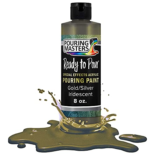 Pouring Masters Gold/Silver Iridescent Special Effects Acrylic Pouring Paint - Premium 8-Ounce Pre-Mixed Fluid Acrylic Paint - Fluid Art Supplies for Canvas, Wood, Paper, Tile & Rocks - color: Gold/Silver, size: 8 Fl Oz (Pack of 1)