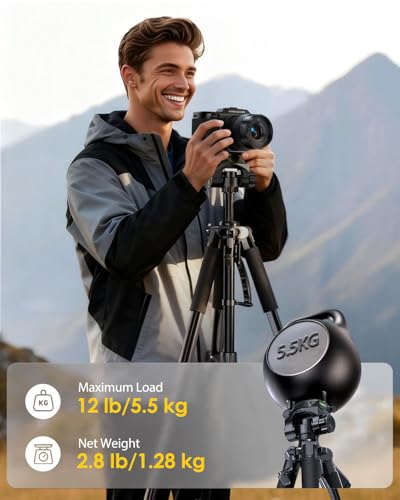 UBeesize 67” Camera Tripod with Travel Bag, Cell Phone Tripod with Bluetooth Remote and Phone Holder, Compatible with All Cameras, Cell Phones, Projector, Webcam, Spotting Scopes - size: 67Inches