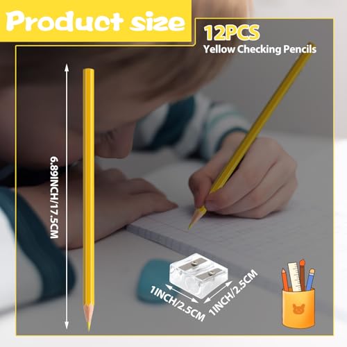12 Pack Yellow Colored Pencils for Kids, Pre-sharpened Art Pencils Back to School Supplies Set, Drawing Sketching Pencils for Students, Teachers, Classroom - color: yellow