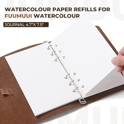 Fuumuui Watercolor Sketchbook Paper Refill - 20 Sheets 140 LB (300 GSM) Cold Pressed, Acid-Free Cotton Paper for Painting, Drawing, Art Journaling, Sketchbook As Travel Notebook - 4 x 6.5 inches - size: 4 x 6.5 inches