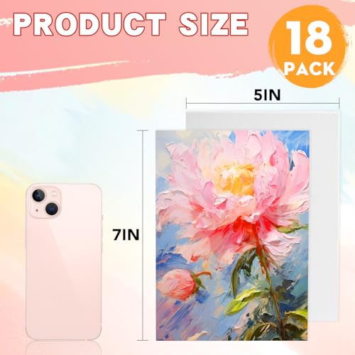 ESRICH 18 Pack Small Canvas for Painting 5x7,Mini Canvas for Kids&Beginners - size: 5*7in 18pack
