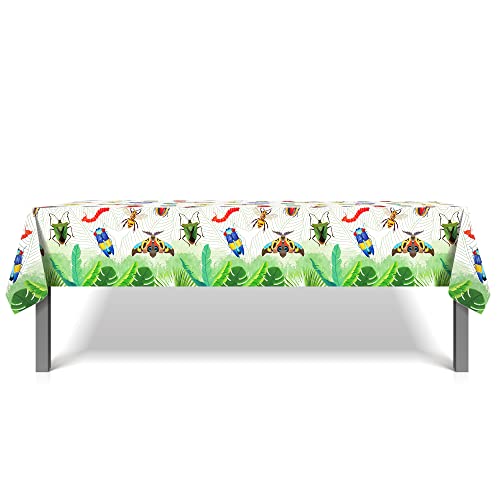 1 Pack Insects Party Plastic Tablecloth 54 x 87 Inch Long Rectangular Table Cover for Buffet, Birthday Party Holiday Dinner, Picnic or Tablecloth for Kitchen Event Use - color: Insect
