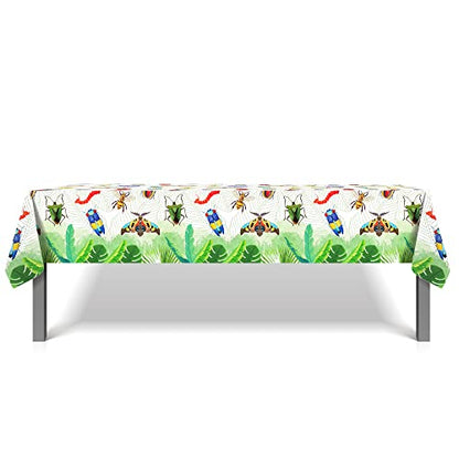 1 Pack Insects Party Plastic Tablecloth 54 x 87 Inch Long Rectangular Table Cover for Buffet, Birthday Party Holiday Dinner, Picnic or Tablecloth for Kitchen Event Use - color: Insect