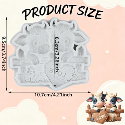 Cow Polymer Clay Molds Cow Love Heart Silicone Mold | DIY Crafts Epoxy Resin Casting Polymer Clay Tools Craft Air Dry Jewelry Making