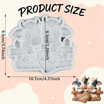Cow Polymer Clay Molds Cow Love Heart Silicone Mold | DIY Crafts Epoxy Resin Casting Polymer Clay Tools Craft Air Dry Jewelry Making