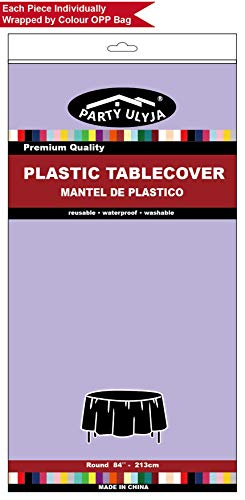 Lavender Plastic Tablecloths 2 Pack Lilac Disposable Table Covers 84 Inch Circle Bridal Shower Party Tablecovers PEVA Mauve Table Cloths for BBQ Picnic Birthday Wedding Parties 6 ft Round Table Use - color: C01 Lavender