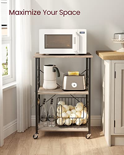 VASAGLE Kitchen Shelf on Wheels, 23.6 Inches Serving Cart with 3 Shelves - color: Heather Greige + Ink Black, size: 23.6"W x 35"H, style: Shelf