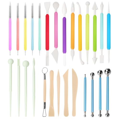 Acantha 27PCS Double-Ended Clay Tools Set, Colorful Sculpting Tools for Pottery, Polymer & Air Dry Clay, Ceramic Modeling Kit for Adults Kids Beginners