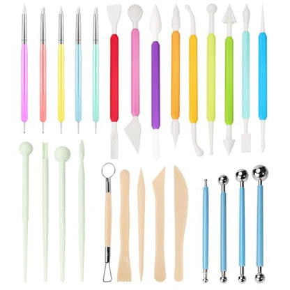 Acantha 27PCS Double-Ended Clay Tools Set, Colorful Sculpting Tools for Pottery, Polymer & Air Dry Clay, Ceramic Modeling Kit for Adults Kids Beginners