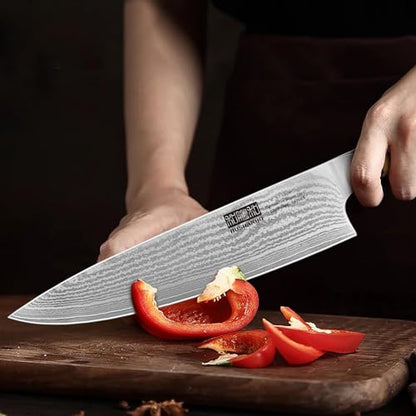 HOSHANHO Damascus Knife Block Set 7PCS, Sharp Kitchen Knives with Sharpener | Professional Chef Knife Set | Japanese Super Steel | 15° Edge | 62 HRC | Ergonomic Olive Wood Handle | Ideal Cooking Gift - style: 7 Pieces Knife Set