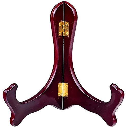 Wooden Easel Mahogany Finish Display Stand Plate Holder Picture Frame Folding Display Stand (7 inches) - size: 7 inches