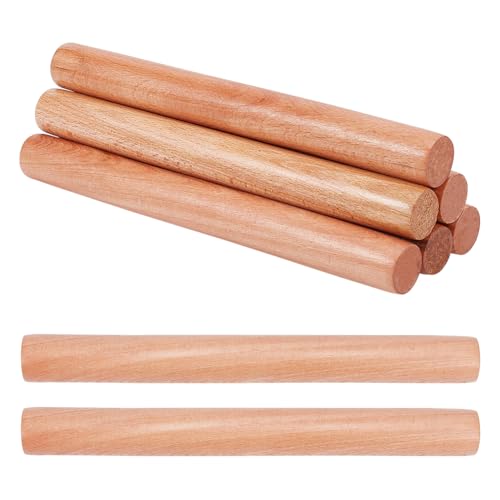 OLYCRAFT 8pcs Wood Rolling Pins 10 inch Clay Rolling Pins 1.1 inch Diameter Classic Wooden Rolling Pins Natural Wood Texture Rollers Wood Clay Roller for Clay Modeling Pottery Tools - size: 10 inch