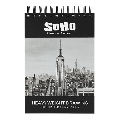 SoHo Urban Artist Hardcover Drawing Pad 6x8-135 lb. (220gsm), 50 Sheets, Drawing Paper Pads for Artists, Travel, Illustrations, & More - size: 6"x8"