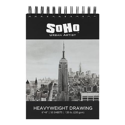 SoHo Urban Artist Hardcover Drawing Pad 6x8-135 lb. (220gsm), 50 Sheets, Drawing Paper Pads for Artists, Travel, Illustrations, & More - size: 6"x8"