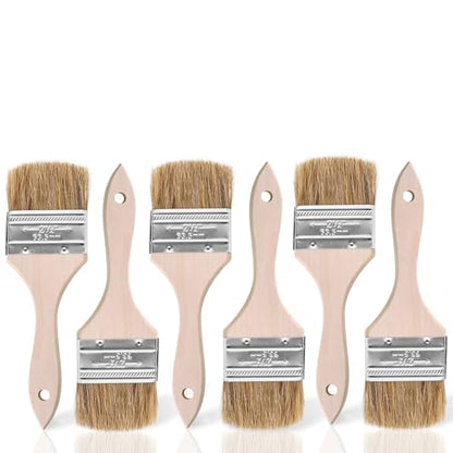 ETERNA 6Pack Household Chip Paint Brush 2.5inch Natural Bristles Wooden Handle Flat Brushes Set for Painting, Glue, Oil, Acrylic, Stain - color: 6 Pack- 2.5"