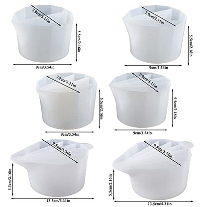 6 Pcs Silicone Split Cups, FineGood 2/7 Split Cups for Paint Pouring Reusable Resin Mixing Cups, Dividers Cup for DIY Paint Acrylic Resin Pouring
