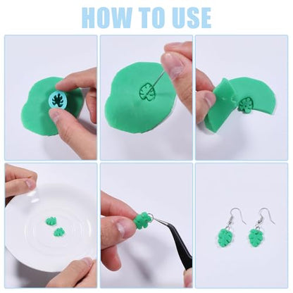 ORIGACH 14 Pcs Monstera Leaves Clay Cutters Set | Leaves Shape Tropical Plants Themed Polymer Clay Cutters for Earring Jewelry Making - style: Monstera Leaves
