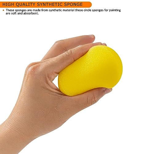 30 Pack Small Painting Sponges, 2.9 Inch Pottery Sponges | Paint Sponges for Acrylic Painting, Crafts, Ceramics, Household Use and More - Yellow Round Sponges