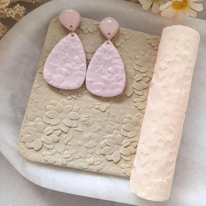 Flower Texture Clay Roller Clay Molding Tool Fashion Practical Lightweight Portable for Artwork DIY Crafts Jewelry Making Pottery Roller Tool