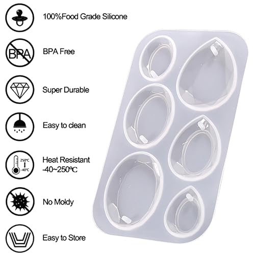 Waterdrop and Oval Resin Jewelry Molds, Silicone Pendant Mold for Epoxy