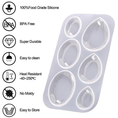 Waterdrop and Oval Resin Jewelry Molds, Silicone Pendant Mold for Epoxy