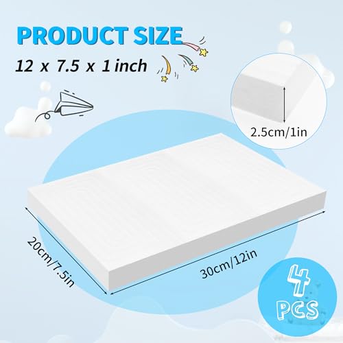 LuckyFoam White 4 Pack 12x7.5x1 inch Foam Sheets 1 Inch | Polystyrene Rectangles XPS Foam Board Craft for Insulating DIY Modeling Art Supplies - color: white, size: 12x7.5x1 inch 4pcs