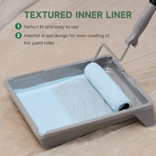 VOOMEY 13PCS 9 Inch Paint Roller Refill Pack, Microfiber Covers & Liners - style: 10 pcs paint tray liners&3 paint roller