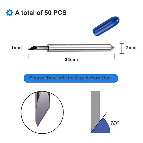 50PCS 60°Deep Cut Replacement Blades,The Fine Point Blades Compatible with Cricut Explore Air2/Air3/Maker, Perfect for Cutting Medium Such as Vinyl Fabric - color: Blue