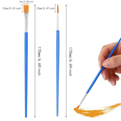 DECYOOL 60 Pcs Paint Brushes, Round Flat Small Brush Bulk for Painting - style: MIX(30Flat +30Round)