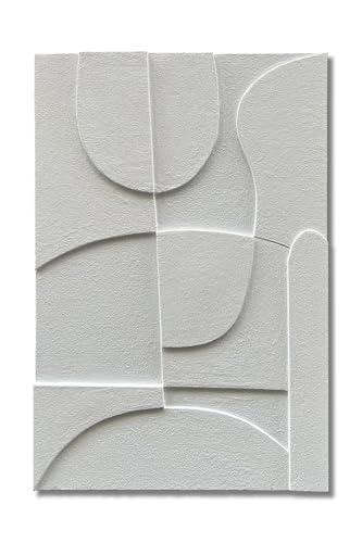 Limiyer Art White abstract three-dimensional texture oil painting, 36x24 inches. Modern minimalist style art corridor office. Wall decoration - color: YI095