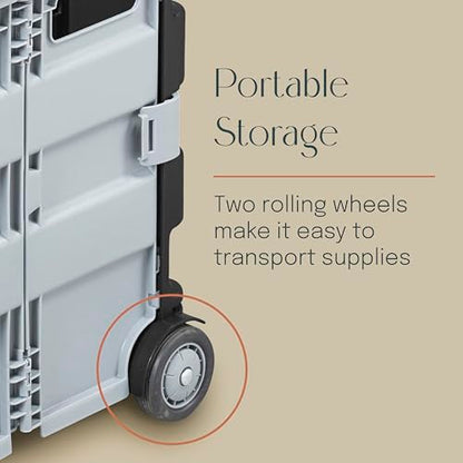 Folding Mobile Utility Cart, Canvas Organizer Bag, Blue/Grey - color: Blue/Grey