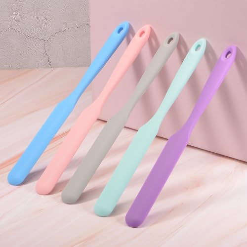 HARFINGTON 2Pcs Silicone Spatula Scraper 9.45" Reusable Non-Stick Flexible Spatulas for Epoxy Resin Liquid Paint Arts DIY Crafts, Blue - color: Blue
